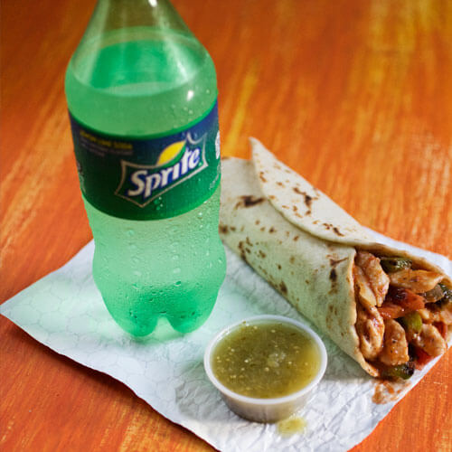 Taco with Sprite on Napkin